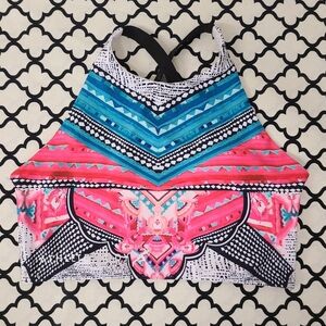Athlete Body Colorful Top Criss Cross Back Size Medium